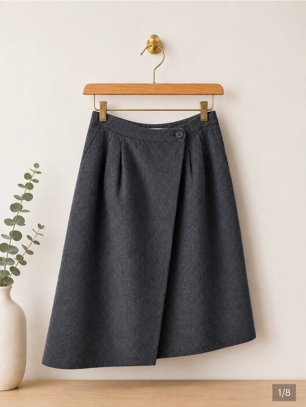 Vintage Lanvin Gray Wool Wrap Skirt in near perfect condition size 40